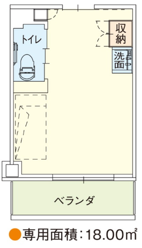 ウエルビィ江波Aタイプ間取り　専用面積18.00平方メートル
