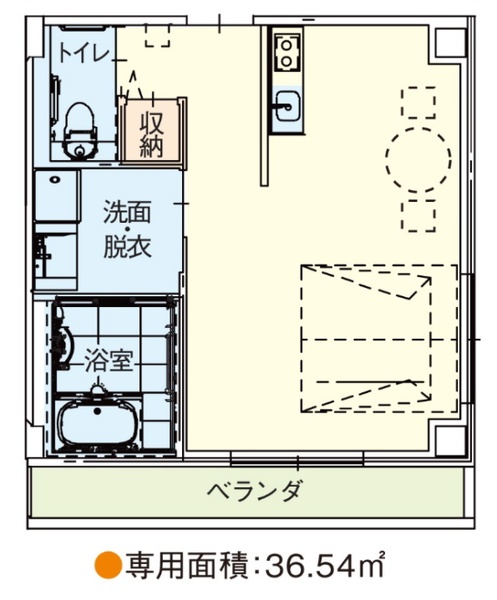 ウエルビィ吉島Bタイプ間取り　専用面積36.54平方メートル